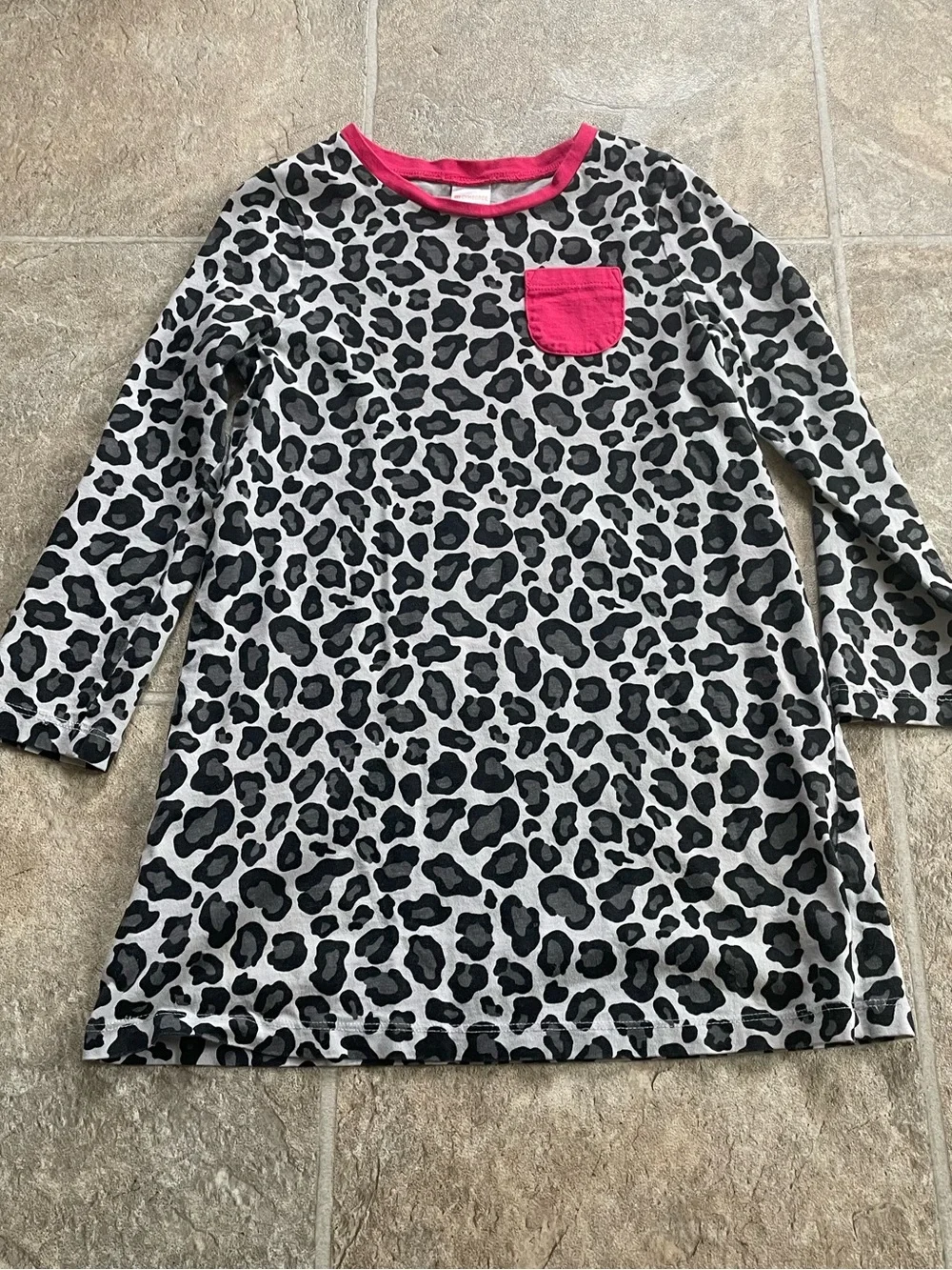 Gymboree Gray and Black Leopard Print Dress with Pink Trim